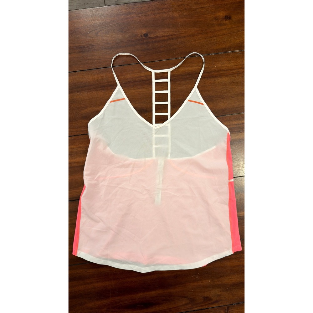 Lululemon Wild Tank Top Neon Pink White Strappy Racerback Mesh Size 6